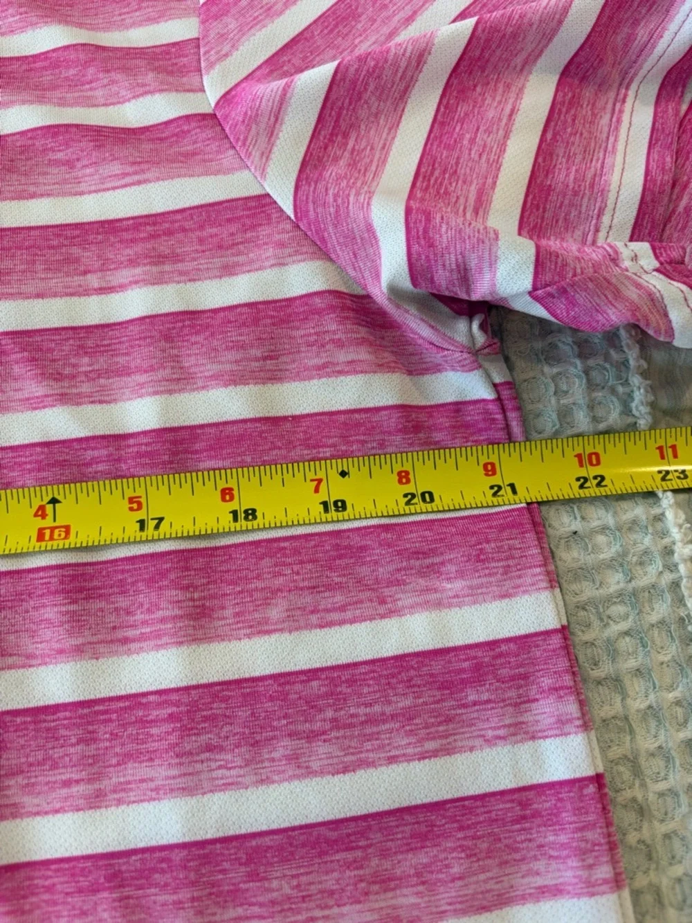 Adidas Men’s Golf Polo Shirt Large Pink White Stripe Lightweight Tipsy Tabs